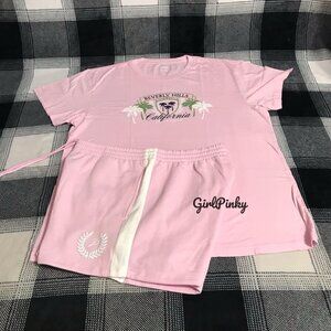 VS PINK shorts OUTFIT WITH BEVERLY HILLS CALIFORNIA LOGO TEE SIZES L-XL